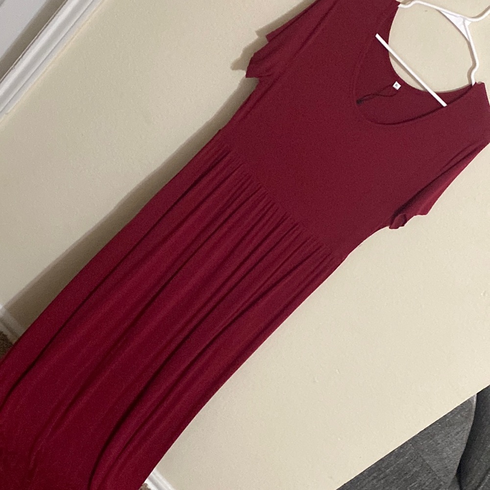 XL - Dark Red Extra Long Short Sleeve Maxi